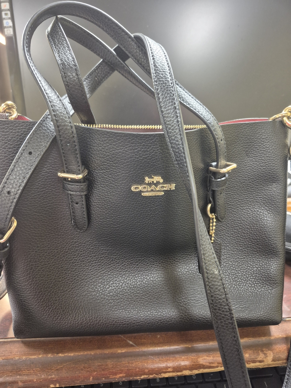 Coach Black Pebbled Leather Tote Bag